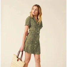 Rouje Marion Yellow Crepe Waist Tie Dress Size 34/US 2