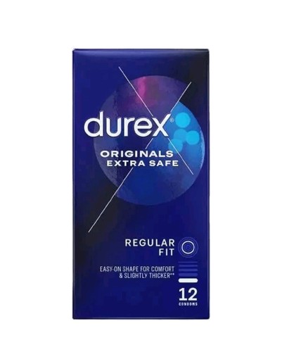 12 preservativos Durex Originals extra seguros ajuste regular circunferencia 56 mm forma fácil - Imagen 3 de 3