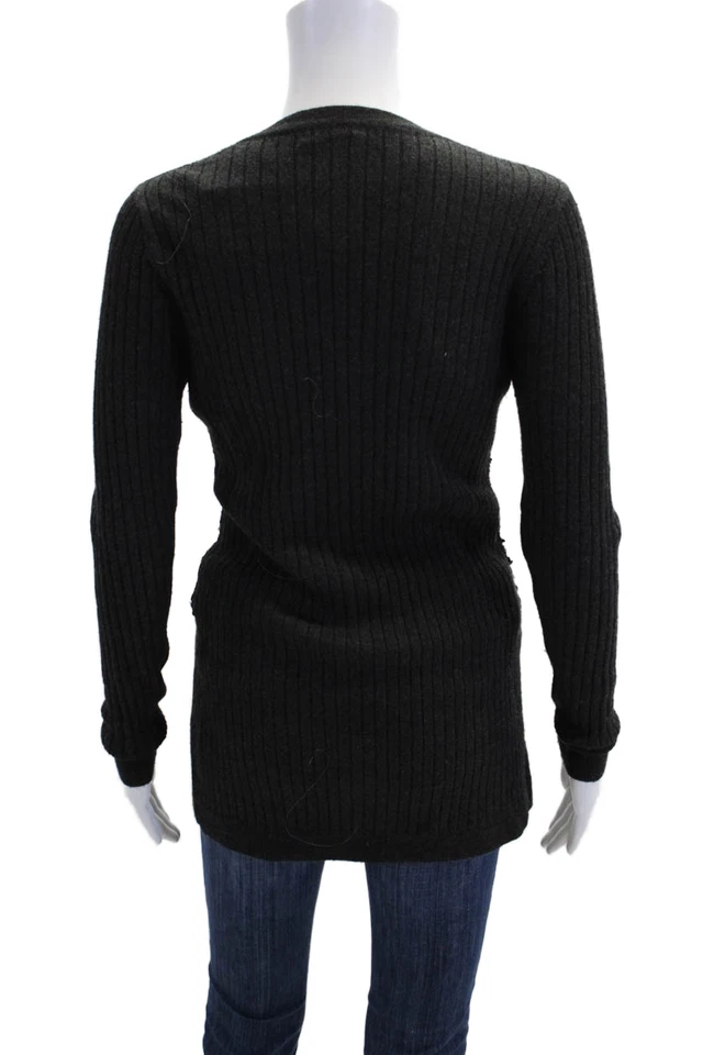 Nanette Lepore Womens Wool Knit Sequin Button Up Cardigan Sweater Gray Size M - Image 3 of 4