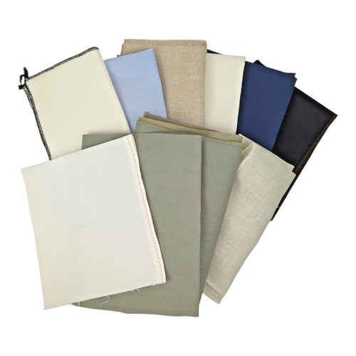 Mixed Lot 11pc Premium Counted Cross Stitch Fabric 14-32ct Blue Ivory Gold Black