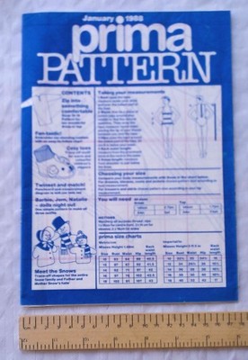 Prima Schnittmusterpaket 1988 für Januarausgabe - Kleid oder Top, Kinder Hausschuhe