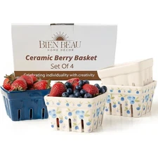 Ceramic Fruit Bowl Set Cute Colander Wash Storage Multi-Use Kitchen Decor