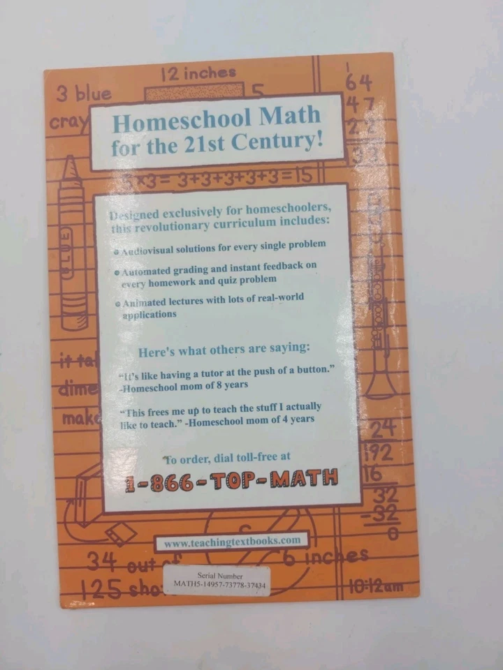 Teaching Textbooks Math 5 CD-ROM CD's Grade 5 Homeschool *1 Disc Missing* - Image 2 of 4