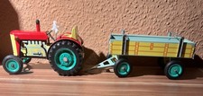 KDN Traktor mit Anhänger, Uhrwerkaufzug, Vintage