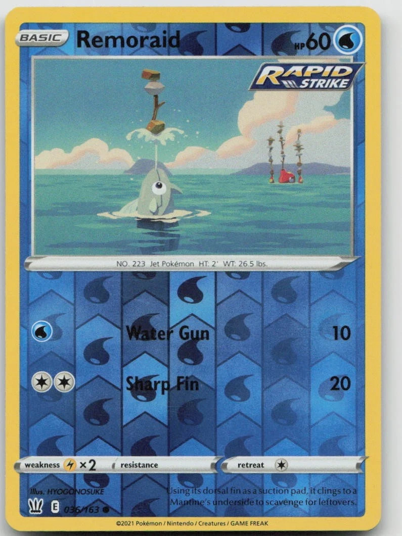 POKEMON BATTLE STYLES REVERSE HOLO REMORAID 036/163 PACK FRESH