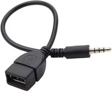 Black USB to AUX Adapter Cable,3.5mm Male AUX Plug to USB 2.0 Female Converte...