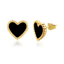14K Gold Plated Heart earrings, Love Stud Earrings for Women, Red,Black and Whit