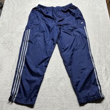 VTG Adidas Windbreaker Track Pants Mens XL Blue Mesh Lined Y2K Baggy Wide Leg