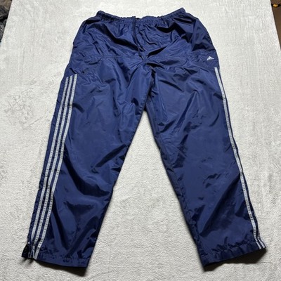 VTG Adidas Windbreaker Track Pants Mens XL Blue Mesh Lined Y2K Baggy Wide Leg