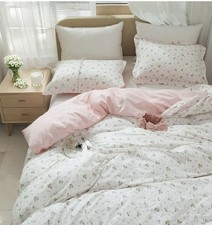 New Vintage Style Garden Pink Queen Duvet Cover, 100 Cotton W/ Zipper Close