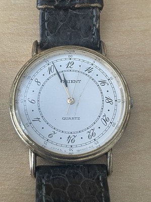 Rare Orient Watch Men s Dress 584501-70 CS White Dial Quartz Battery NOT WORKING