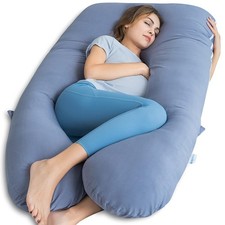 U Shaped Full Body Pregnancy Pillow Blue Body Support Sleeping Pillow