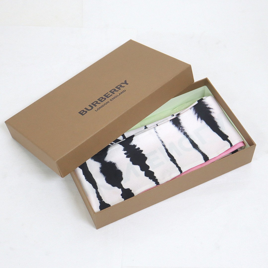 Burberry Silk Ribbon Scarf White Black Pink Br5156Md 8029426