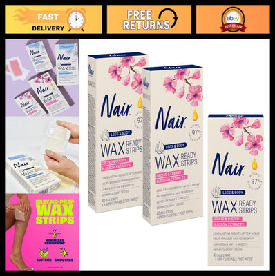 Hair Removal Wax Strips for Legs & Body, Pink, 40 Count, Pack of 3 - Easy Use