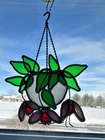 Tiffany Stained Glass Collectors Society Fuschia Floral Sun Catcher Vtg  Auth.