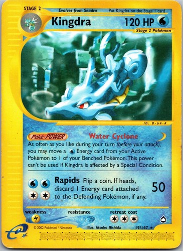 Kingdra 19/147 Rare Aquapolis Pokemon Moderately Played