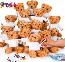 60Pcs Make Your Own Stuffed Animal Kit DIY Plush Bear White Back School DIY
