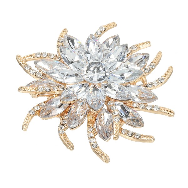 Strass Blume Brosche Pin Vintage Strassblumen Blume Anstecknadel Weiß-image