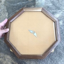 New Small Display Case Octagon Locking Wood Arrowheads Medals Trinkets FREE SHIP