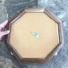 New Small Display Case Octagon Locking Wood Arrowheads Medals Trinkets FREE SHIP