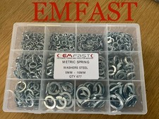 677 pc Assortment Box M5-M16 Metric Spring Washers Steel Zinc Plated washer