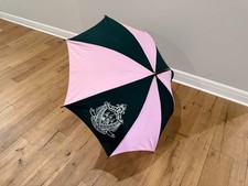 Vintage Beverly Hills Hotel Umbrella Large Wooden Construction Pink and Green