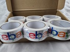 6 ROLLS OFFICIAL EBAY BRANDED TAPE PACKING SHIPPING SUPPLIES 75' x 2"