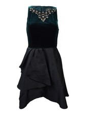 Adrianna Papell Women's Embellished Velvet & Taffeta Dress (14, Emerald)