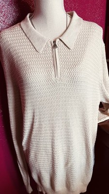The Commons Sweater Mens Large Lovely Almond Milk Cotton/Cashmere 1/4 Zip