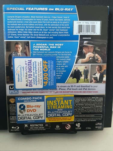 J. Edgar [Blu-ray] VERY GOOD FREE SHIPPING - 第 2/2 張圖片