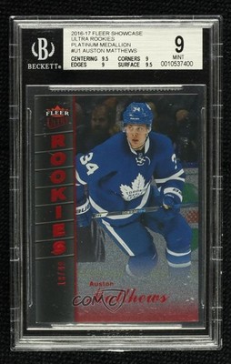 2016 Upper Deck Fleer Showcase Platinum Medallion 18/99 Auston Matthews RC eb8