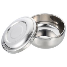 Durable Silver Stainless Steel Shaving Soap Bowl Lidded Male Grooming Tool