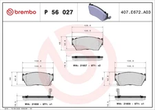 P 56 027 Brembo Brake Pad Set, Disc Brake for Buick, Cadillac, Nissan, Oldsmob