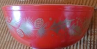 Mint Pyrex Golden Pinecone Holly Leaf Large Mixing Bowl  #404 Red Christmas 1960