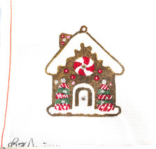 Needlepoint Canvas 18 mesh Zweigart Ornament Christmas Gingerbread House Silver