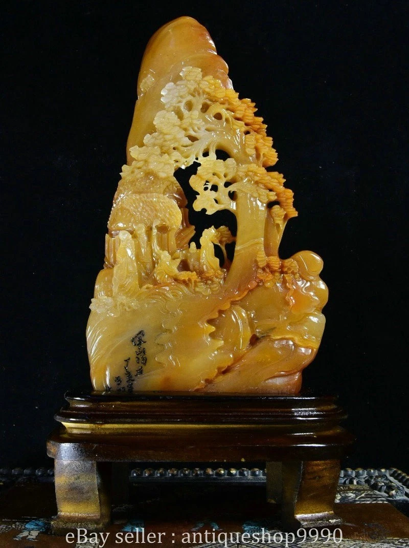 古董原始寿山石主中国风雕像、雕像| eBay