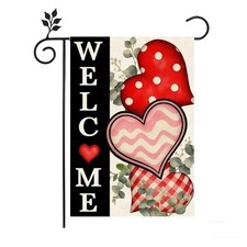 Valentines Day Welcome Garden Flag 12x18 Inc Vertical double-sided Outdoor Decor