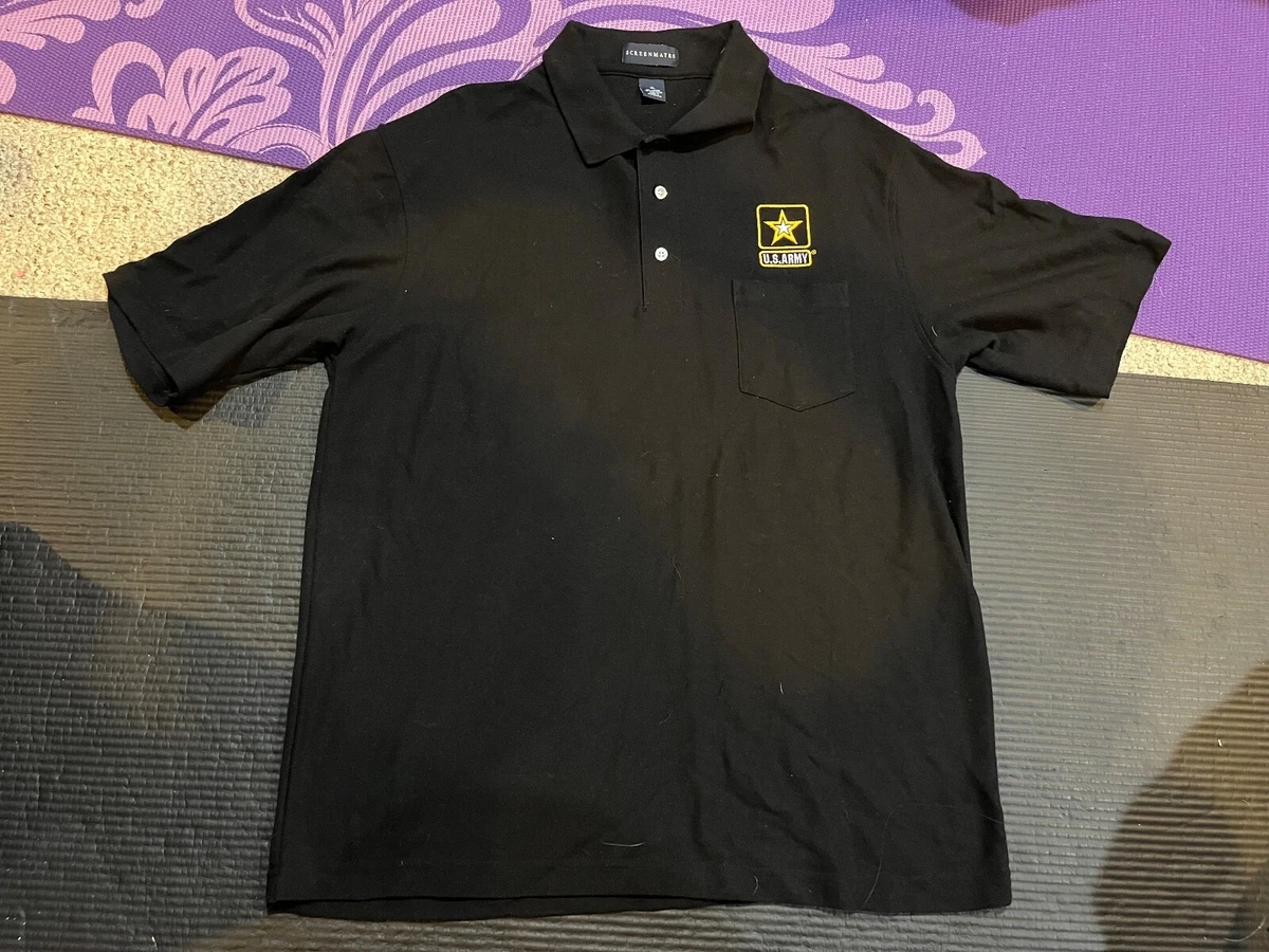 U.S. Army Black Polo Golf Shirt Short Sleeve Embroidered Logo Mens