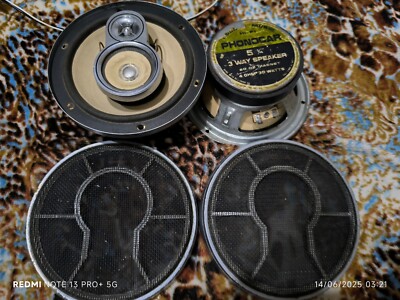 vintage 80s phonocar brand speakers 3 way power 40w 16cm 4 ohm 