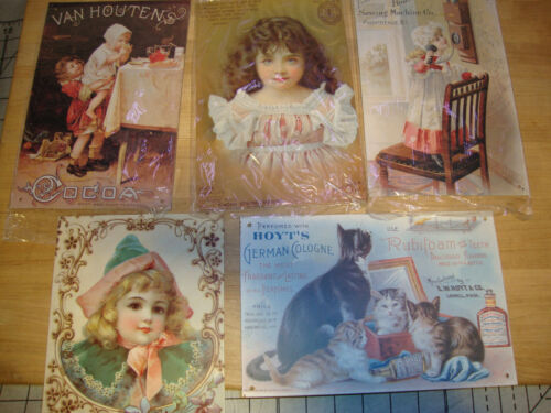 LOT OF 5   HOME DECOR Signs are 9 by 6 inch  VAN HOUTENS COCOA -CATS  EW HOYT co - Afbeelding 1 van 6
