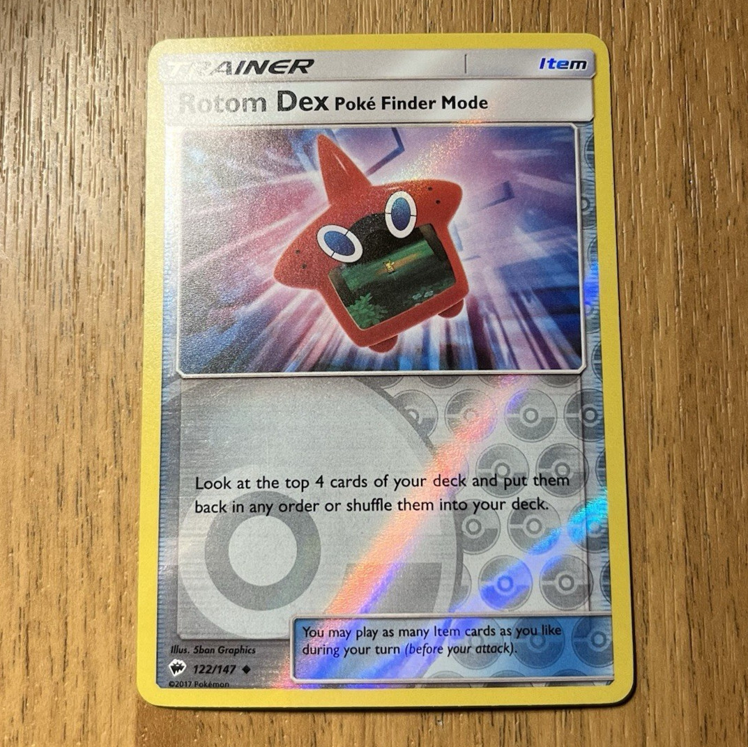 Rotom Dex Poke Finder Mode 122/147 Burning Shadows Reverse Holo Pokemon Card NM