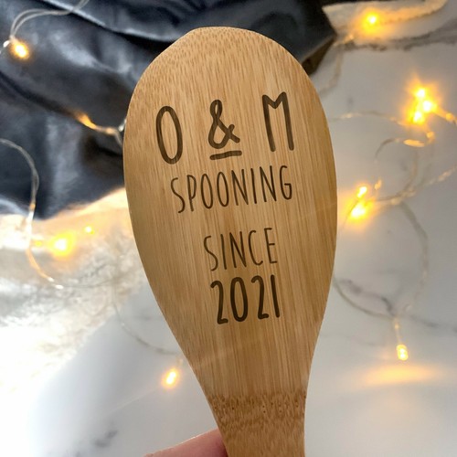 Set of 2 Personalised Spooning Since Wooden Spoons Mixing Spoon Valentines Gift - Picture 23 of 28