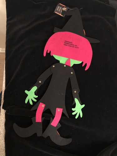 NEW HALLOWEEN 23" ARTICULATED FELT HANGING WITCH IN VIVID COLOR - Picture 3 of 3