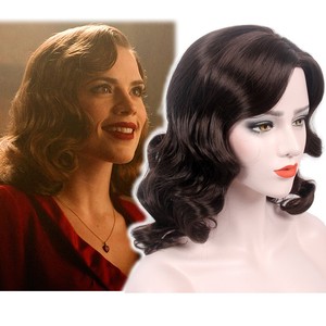 Finger Wave Wigs Women 1920s 50s Mid Brown Cosplay Costume Curly