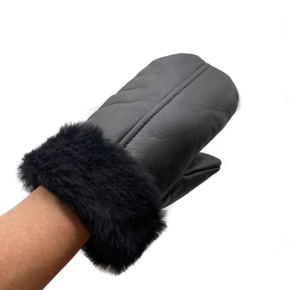 Guantes de invierno de piel de oveja genuinos reales guantes de piel de oveja unisex S-2XL Foto 4 de 4