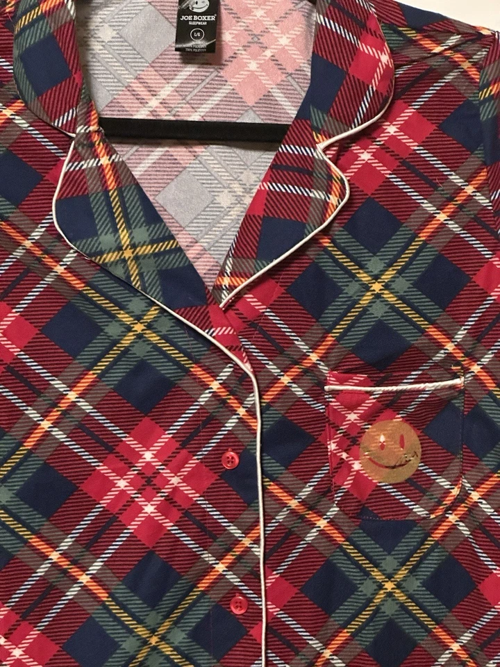 Joe боксера фланелевая рубашка сна женщин L ночное платье смайлик лицо новый - Изображение 3 из 3