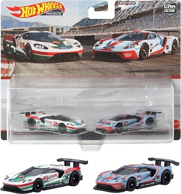 Hot Wheels Premium Car Culture 2 Pack '16 Ford GT Race 1/64 Diecast Cars