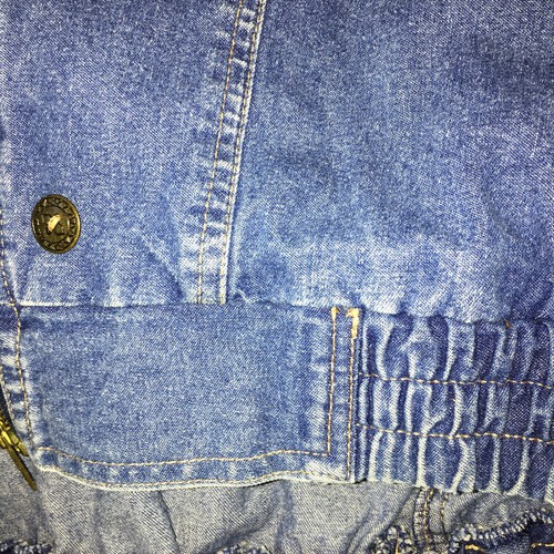 Vtg Reitmans Jean Jacket Coat Cowl Neck Elastic Hem 44 100% Cotton Shoulder Pads - Picture 6 of 11