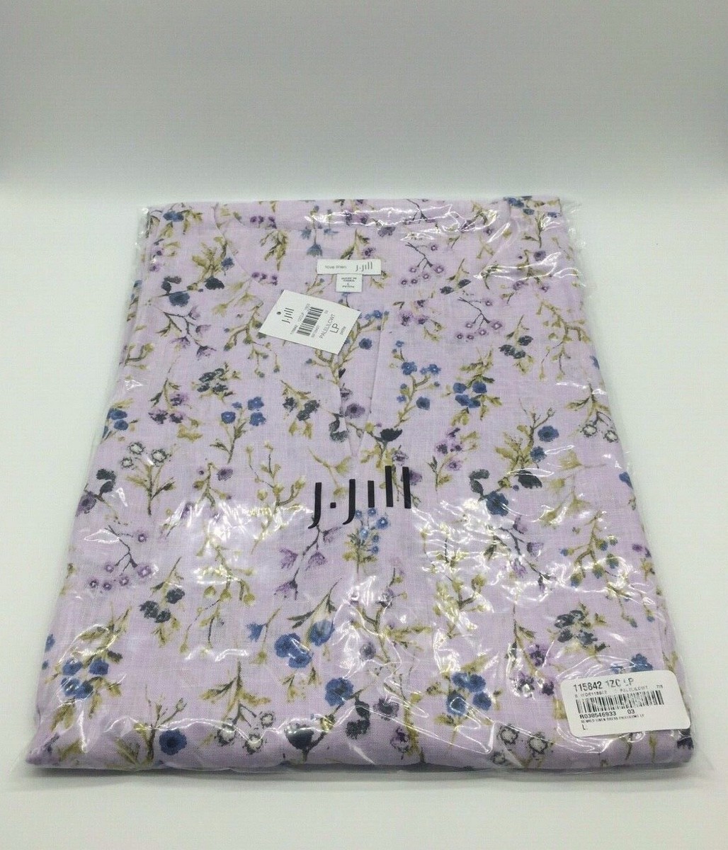 J. Jill ~ LP~ NEW Pale lilac Watercolor Vines Linen Dress NWT (2O3
