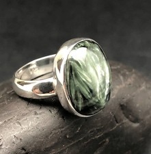 GENUINE SERAPHINITE RING 925 STERLING SILVER size 5 FAST FREE SHIPPING  